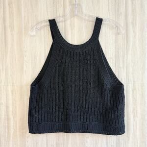 Massimo Dutti Tank Top Women’s Sz L Cotton Blend Open Knit Crochet Cropped
